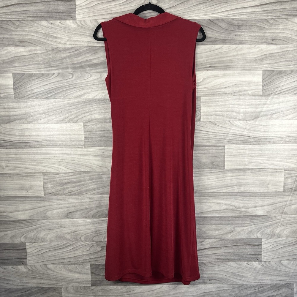 Jkla California Dress Womens M Red Stretch Faux Wrap Collard Vintage Sleeveless - Picture 8 of 11